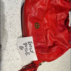 Authentic Tory Burch leather red hobo with tassel